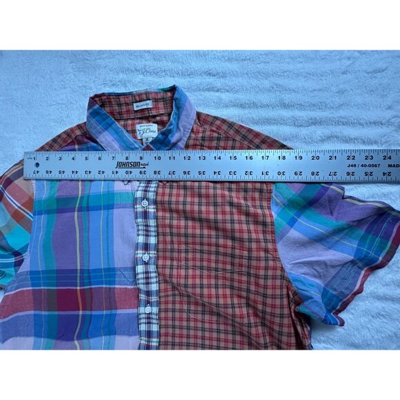 J.Crew Indian Madras Relaxed Fit Patchwork Plaid Button-Down Shirt Medium Casual - Picture 5 of 7
